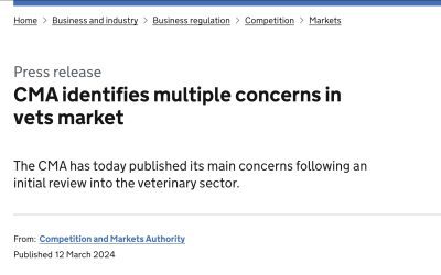 The CMA Initial Report in to the Veterinary Sector